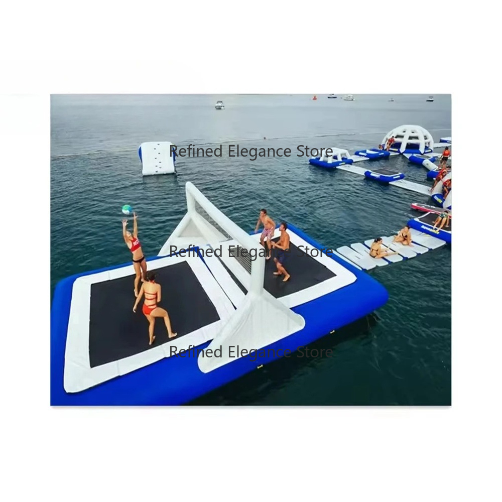 Sports Equipment For Volleyball - Aufblasbares Schwimmendes Volleyball-Trampolin mit Netz -