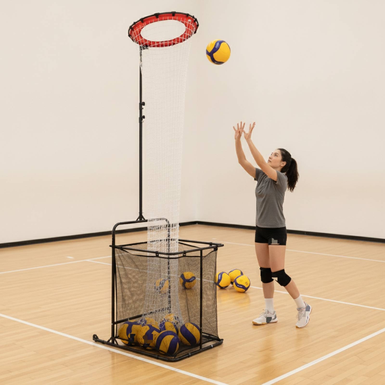 Sports Equipment For Volleyball - Volleyball-Übungsgerät mit Ballaufbewahrungstasche Zusammenklappbares Volleyballnetz mit