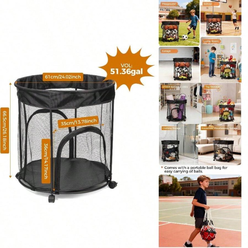 51,36 Gallonen Ballaufbewahrun – Sports Equipment Cart On Wheels Bewertung und Preis